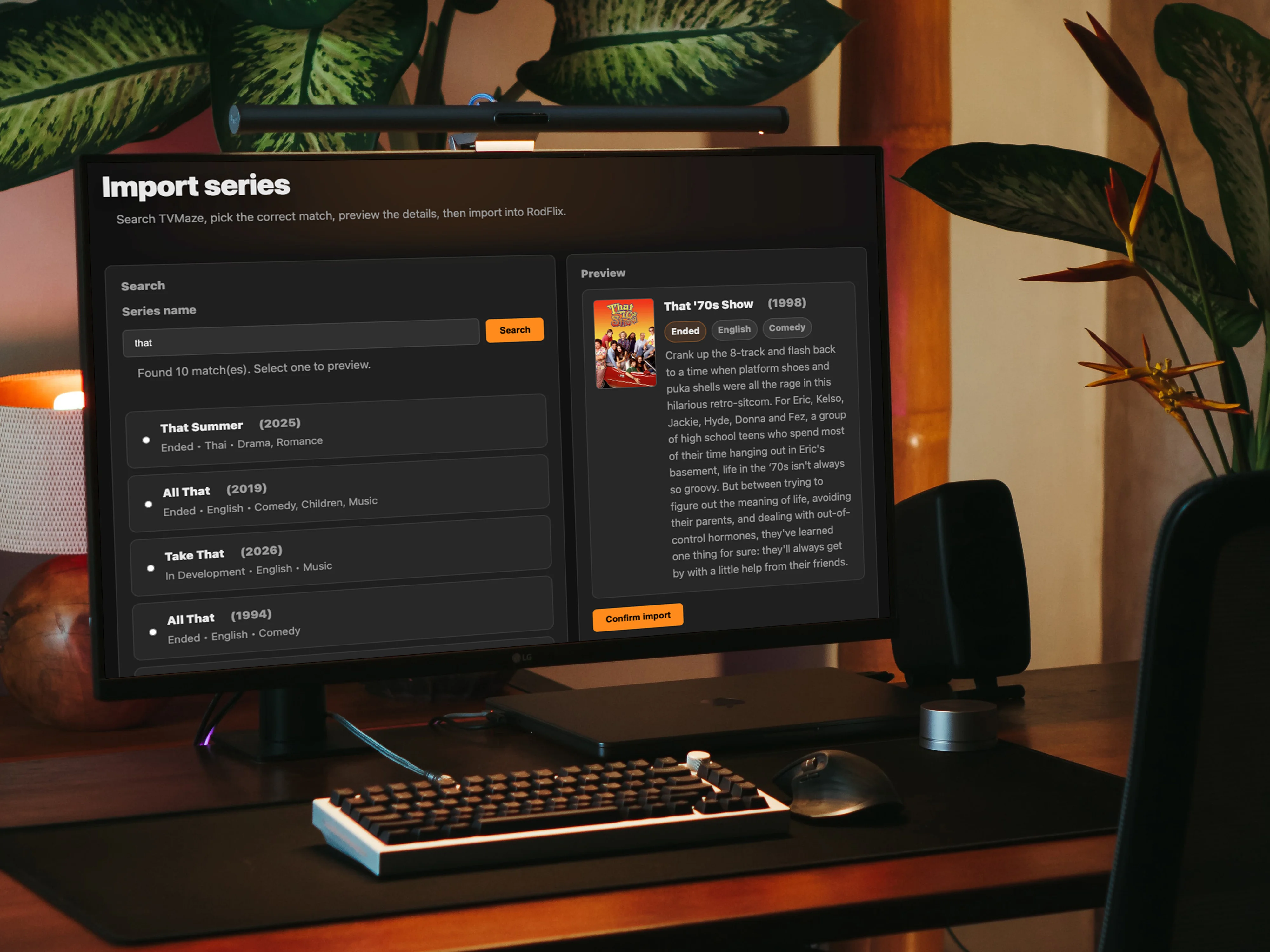 RodFlix Admin Area - Importing series from TVmaze